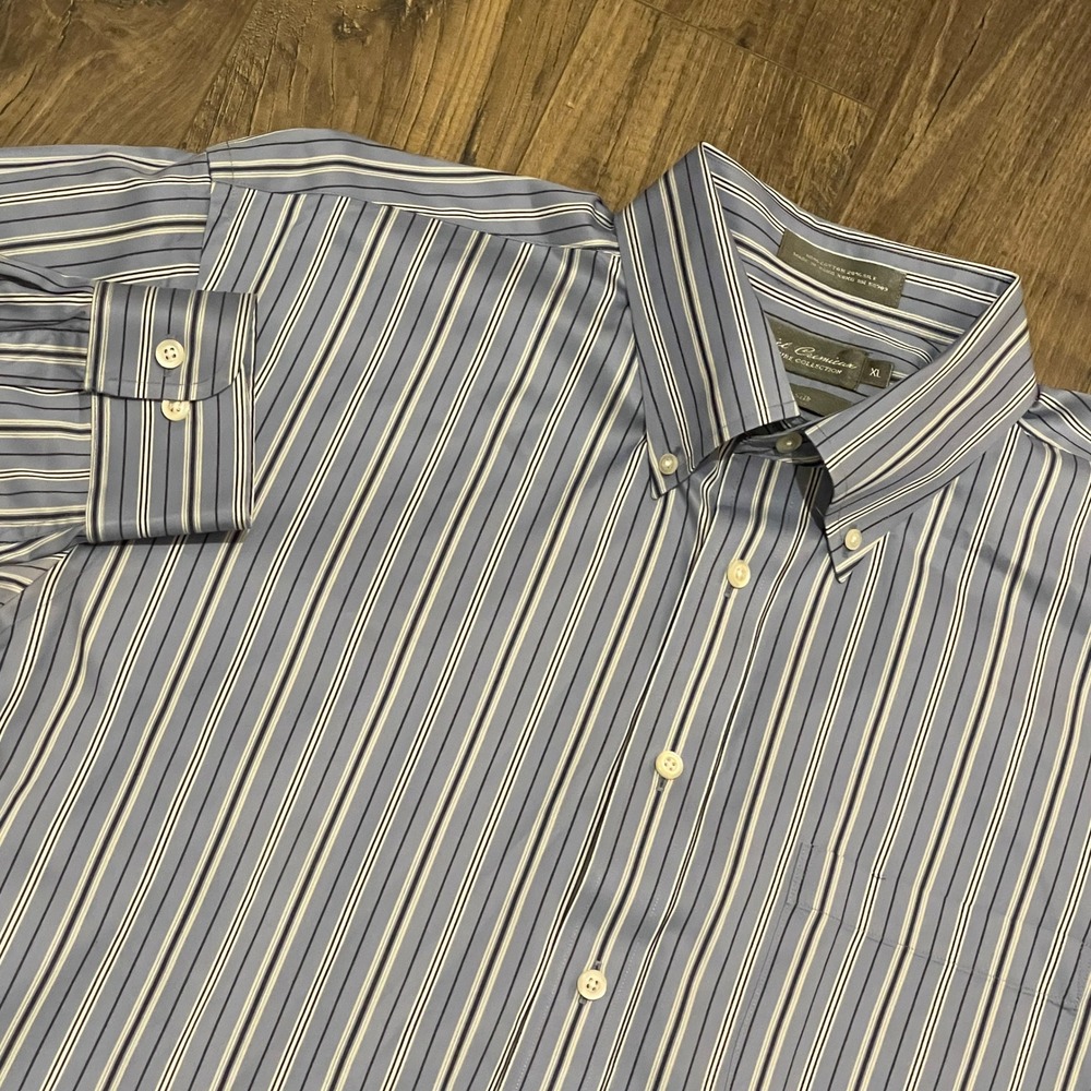 Daniel Cremieux Signature Collection Mens XL Blue Striped Cotton Silk Shirt
